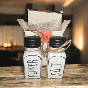 Kibaga Farmhouse White and Black Salt and Pepper Shakers